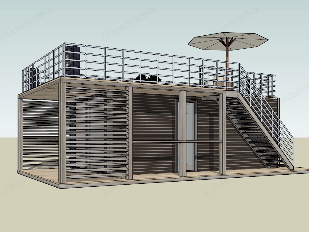 Cargo Container Cabin sketchup model preview - SketchupBox