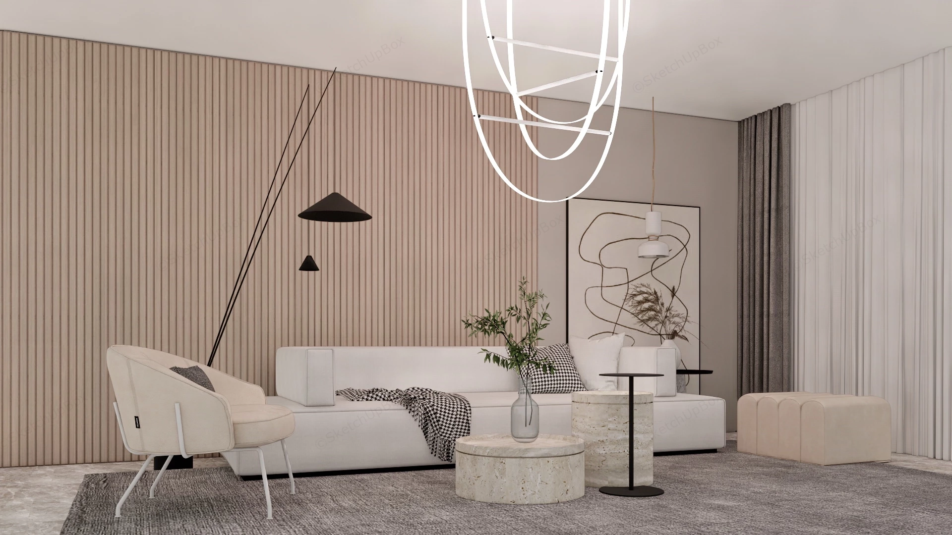 Contemporary Small Living Room sketchup model preview - SketchupBox