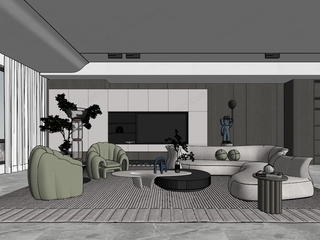 Living Room Minimalist Interior Design sketchup model preview - SketchupBox