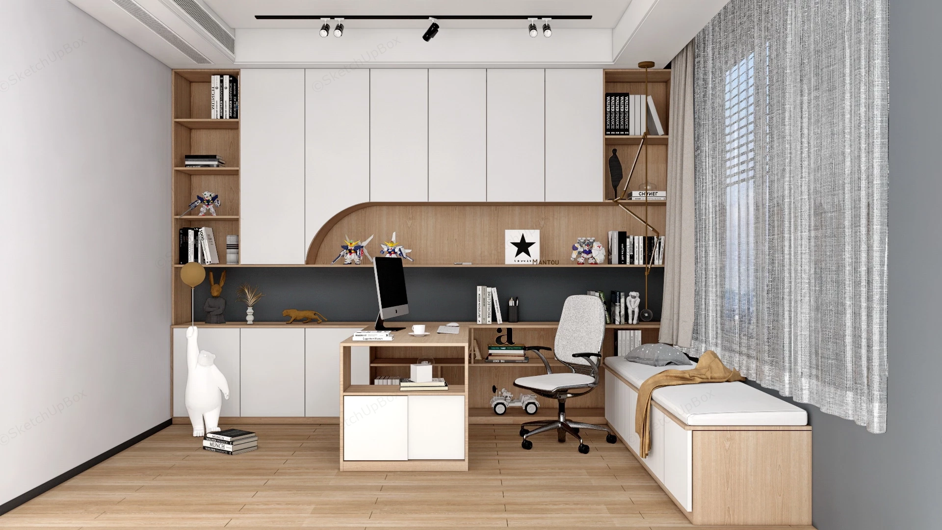Minimalist Home Office Design sketchup model preview - SketchupBox