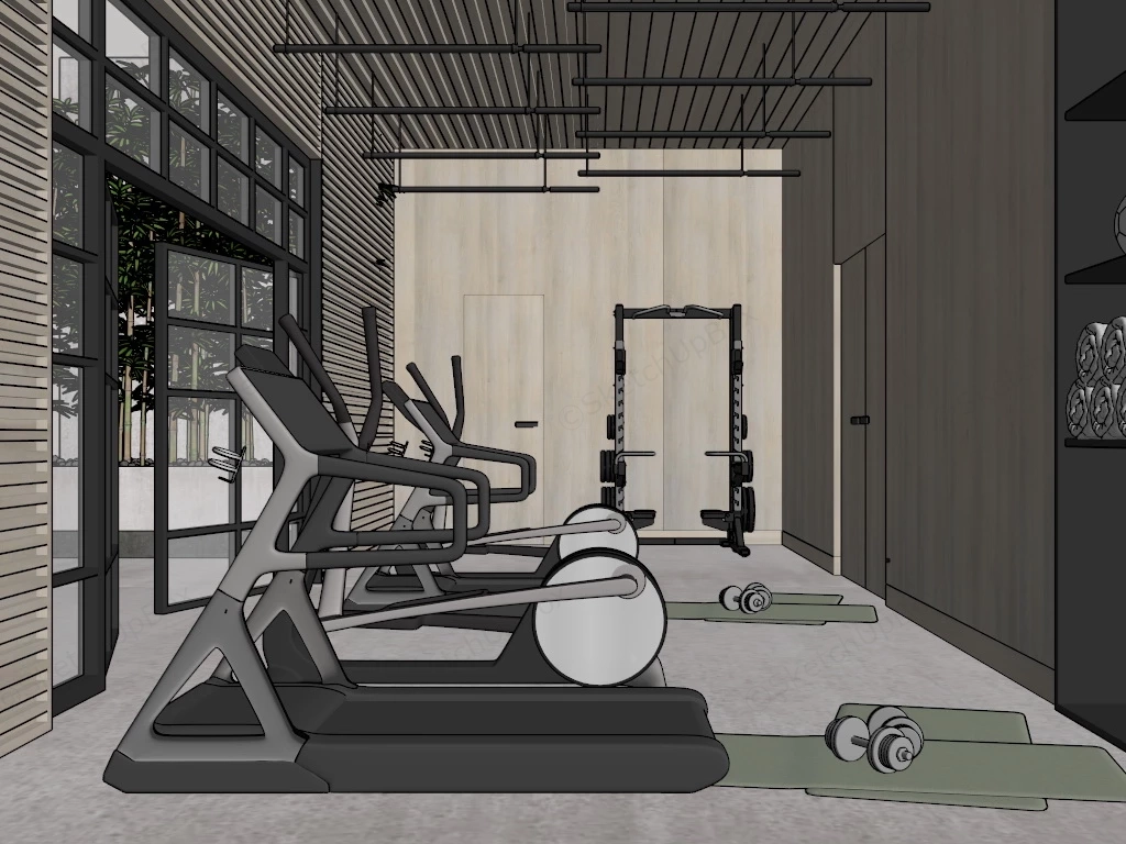 Small Office Gym Room sketchup model preview - SketchupBox
