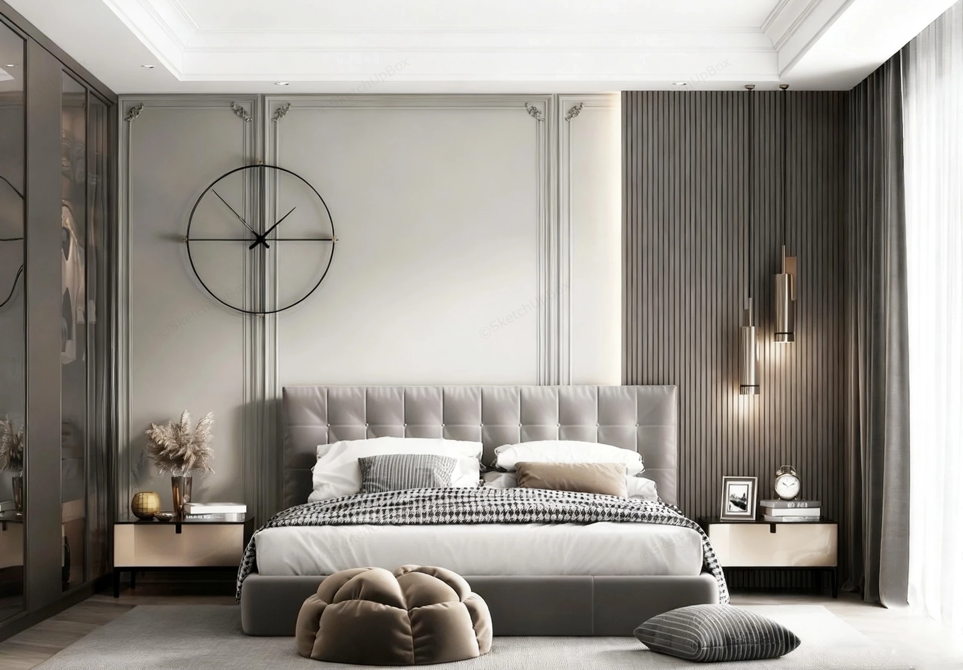 Casual Bedroom Decor sketchup model preview - SketchupBox