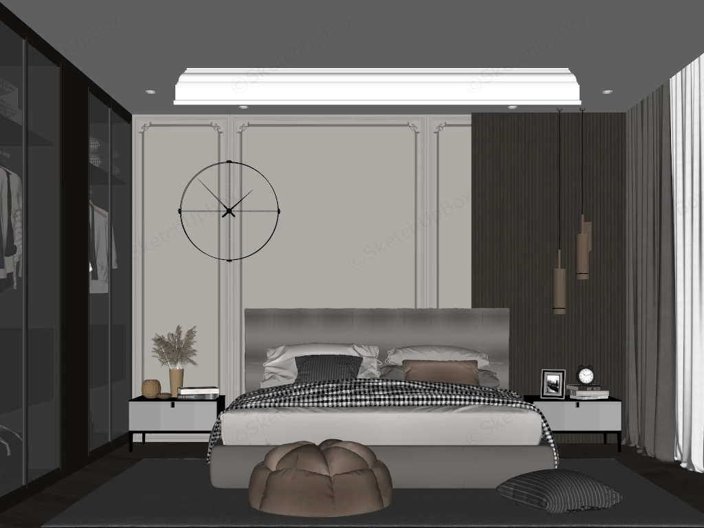 Casual Bedroom Decor sketchup model preview - SketchupBox