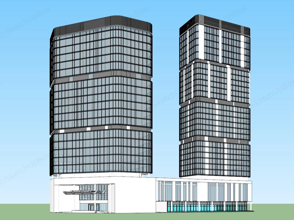 Modern Hotel Architecture Design Concept sketchup model preview - SketchupBox