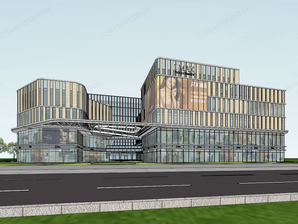 Modern Commercial Plaza Design sketchup model preview - SketchupBox