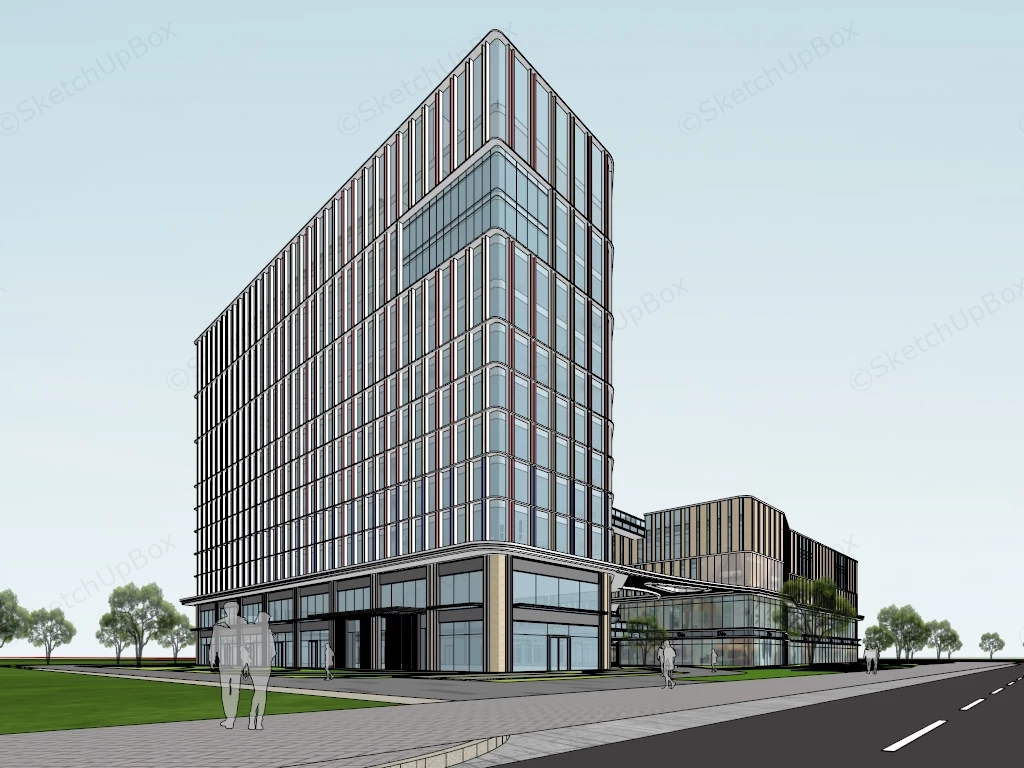 Modern Commercial Plaza Design sketchup model preview - SketchupBox