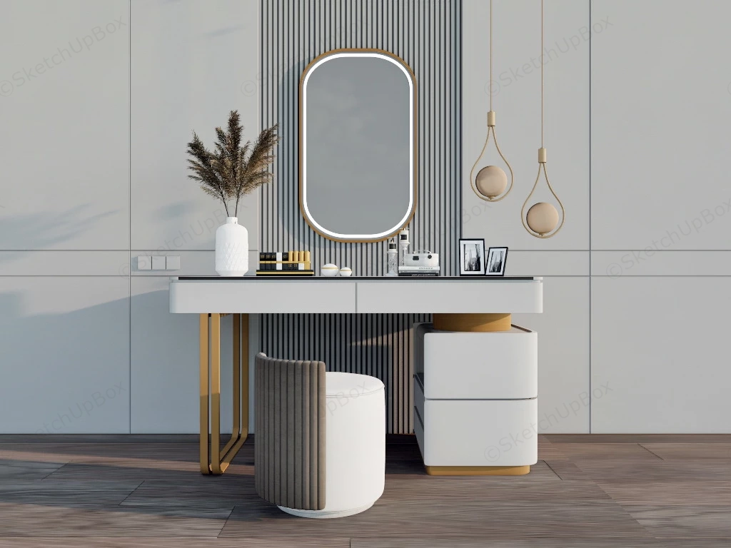 Makeup Vanity With Mirror And Lights sketchup model preview - SketchupBox