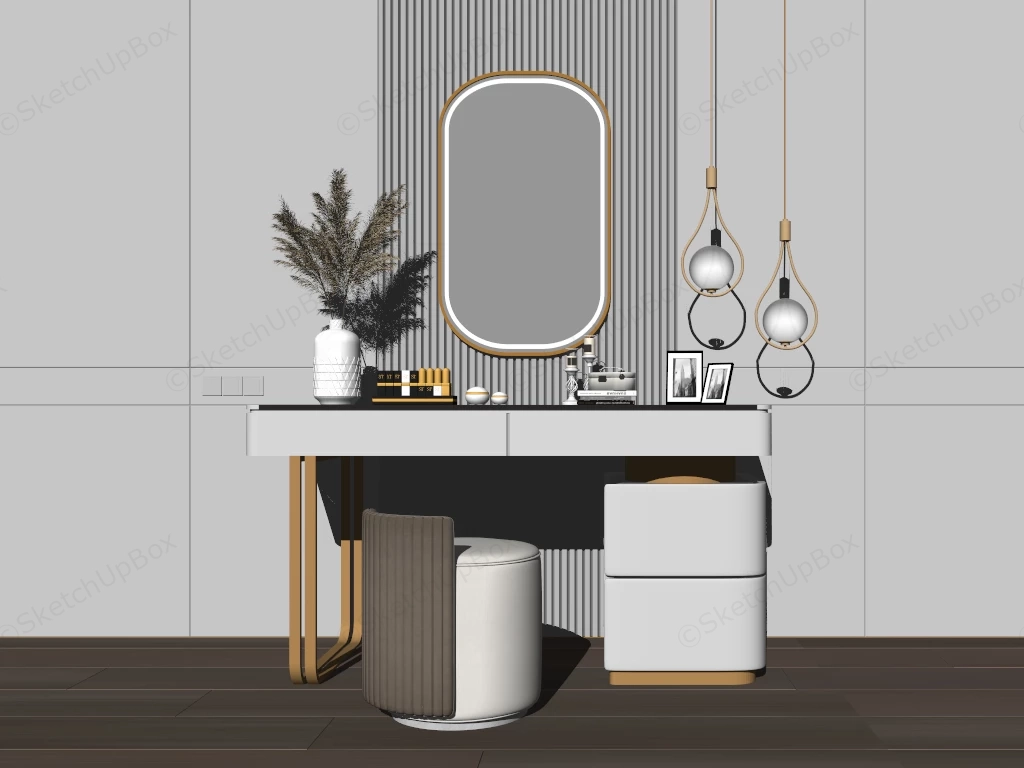 Makeup Vanity With Mirror And Lights sketchup model preview - SketchupBox