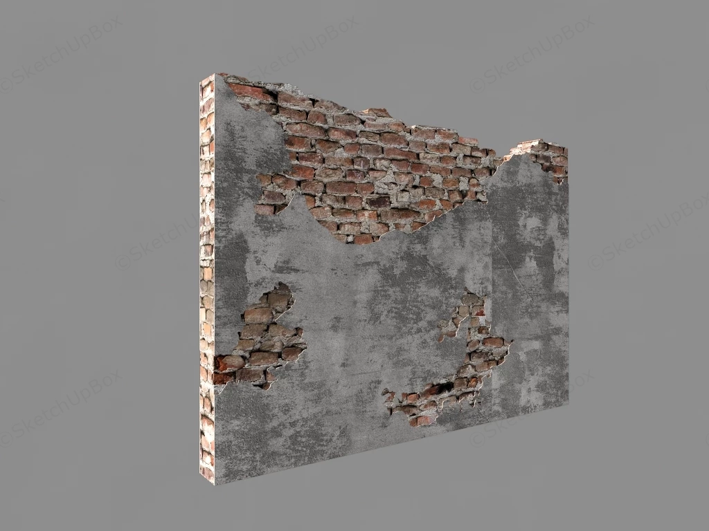 Old Brick Wall With Cement sketchup model preview - SketchupBox
