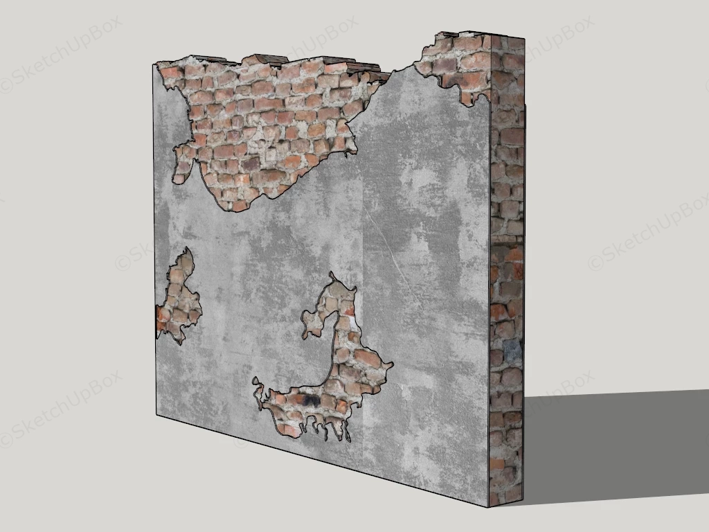 Old Brick Wall With Cement sketchup model preview - SketchupBox