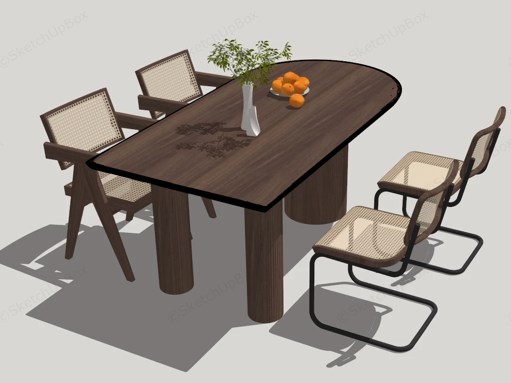 5 Piece Dining Set Modern sketchup model preview - SketchupBox