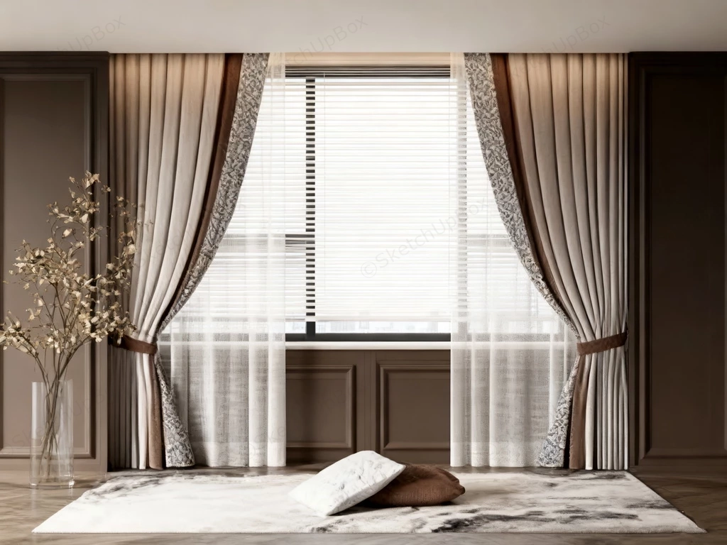 Brown Curtains For Living Room sketchup model preview - SketchupBox