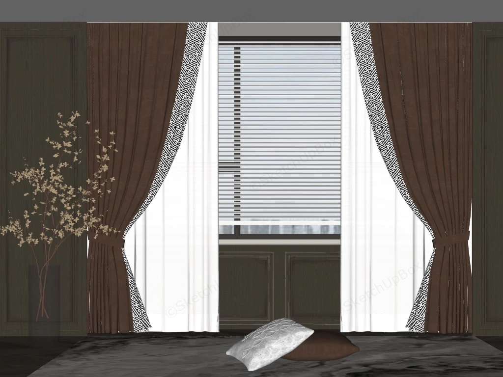 Brown Curtains For Living Room sketchup model preview - SketchupBox