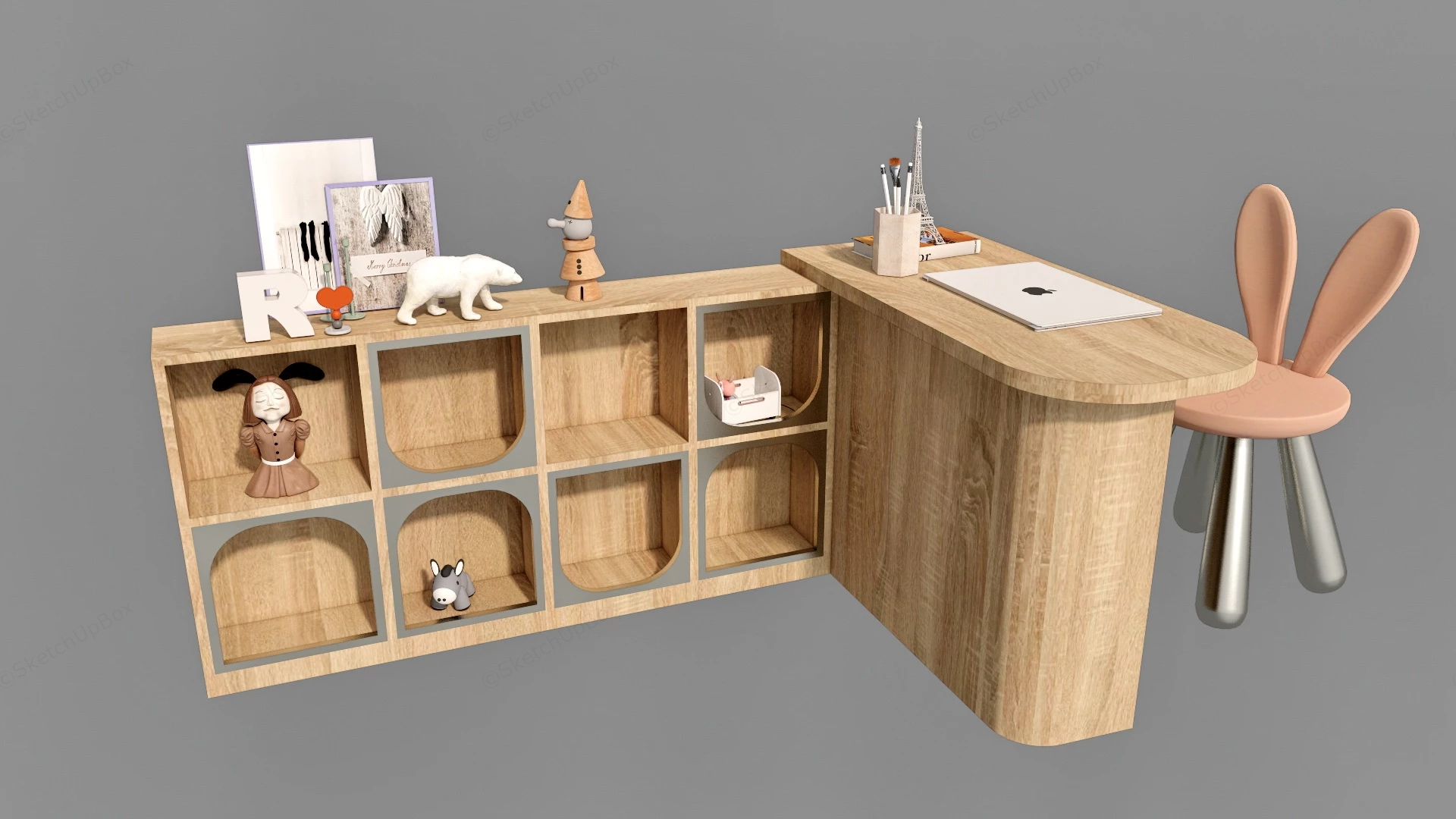 Children Table And Toys Storage Combo sketchup model preview - SketchupBox