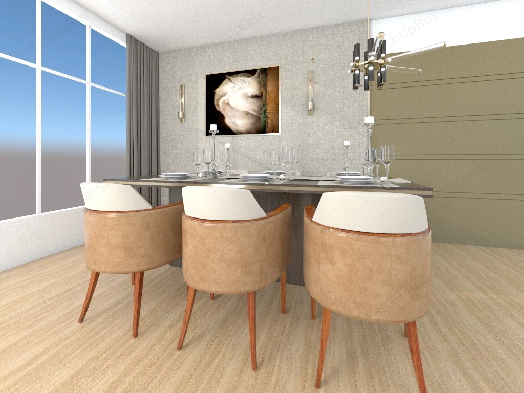 Modern 7 Piece Dining Set sketchup model preview - SketchupBox