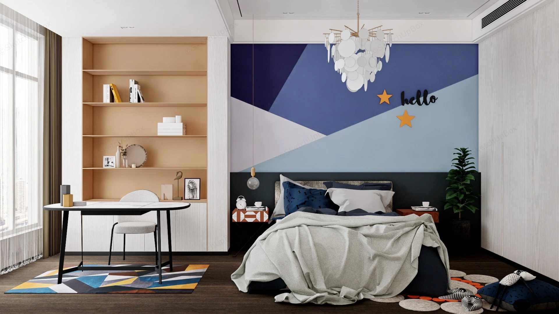 Teenage Bedroom Idea sketchup model preview - SketchupBox