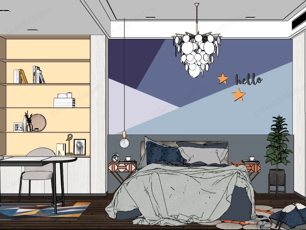 Teenage Bedroom Idea sketchup model preview - SketchupBox
