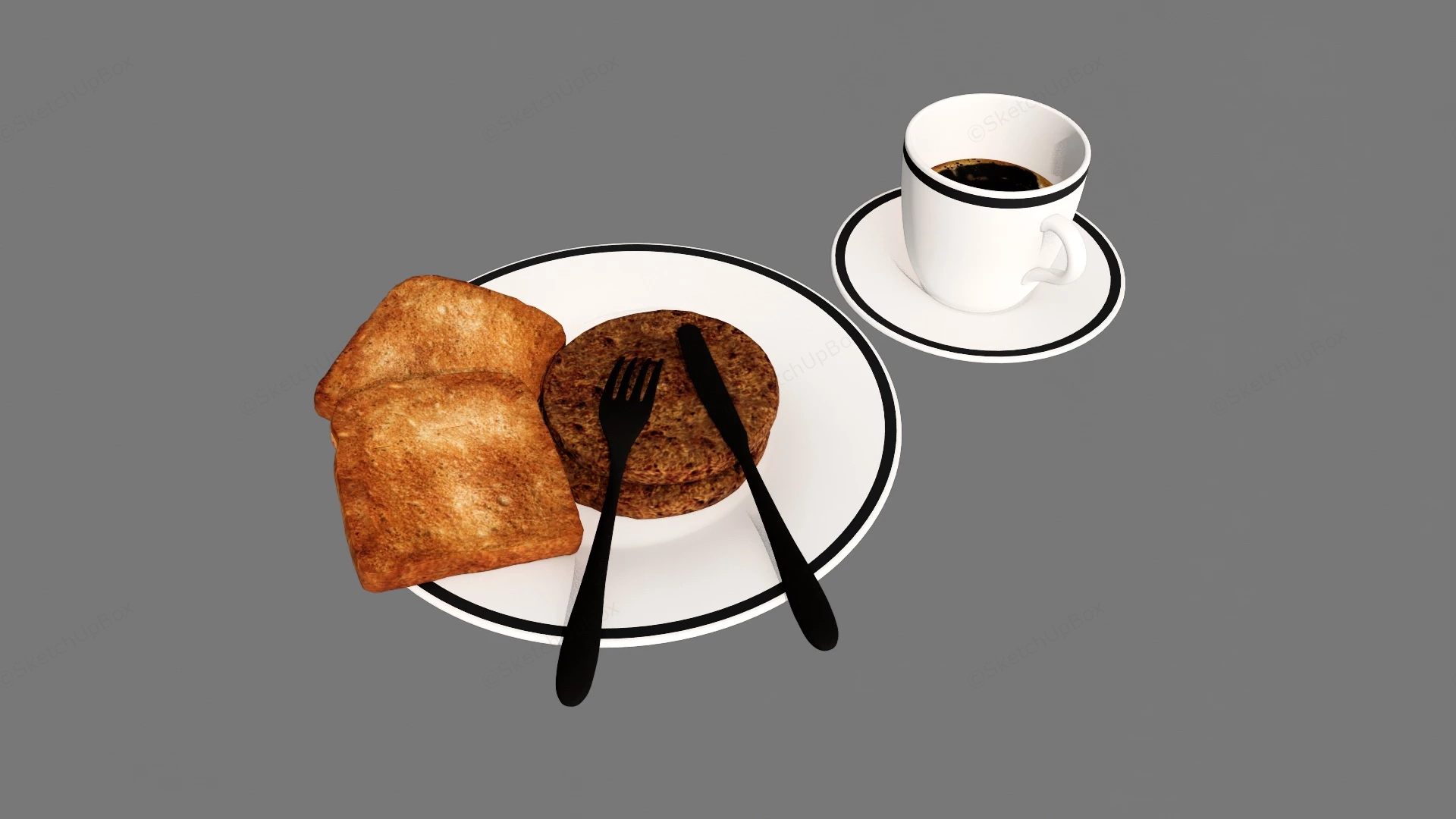 Morning Coffee And Breakfast sketchup model preview - SketchupBox
