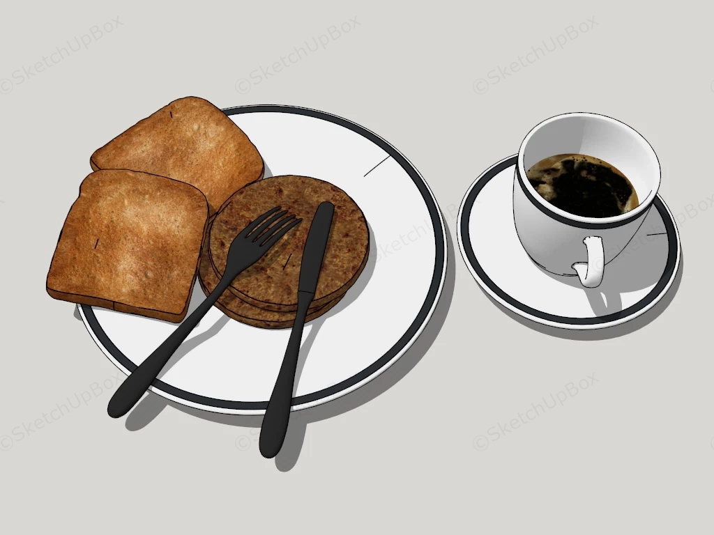 Morning Coffee And Breakfast sketchup model preview - SketchupBox