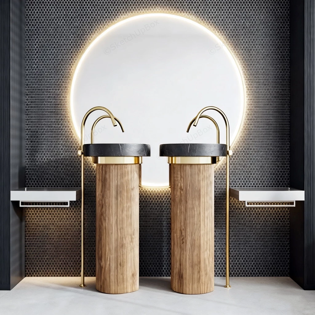 Pedestal Hand Wash Basins sketchup model preview - SketchupBox