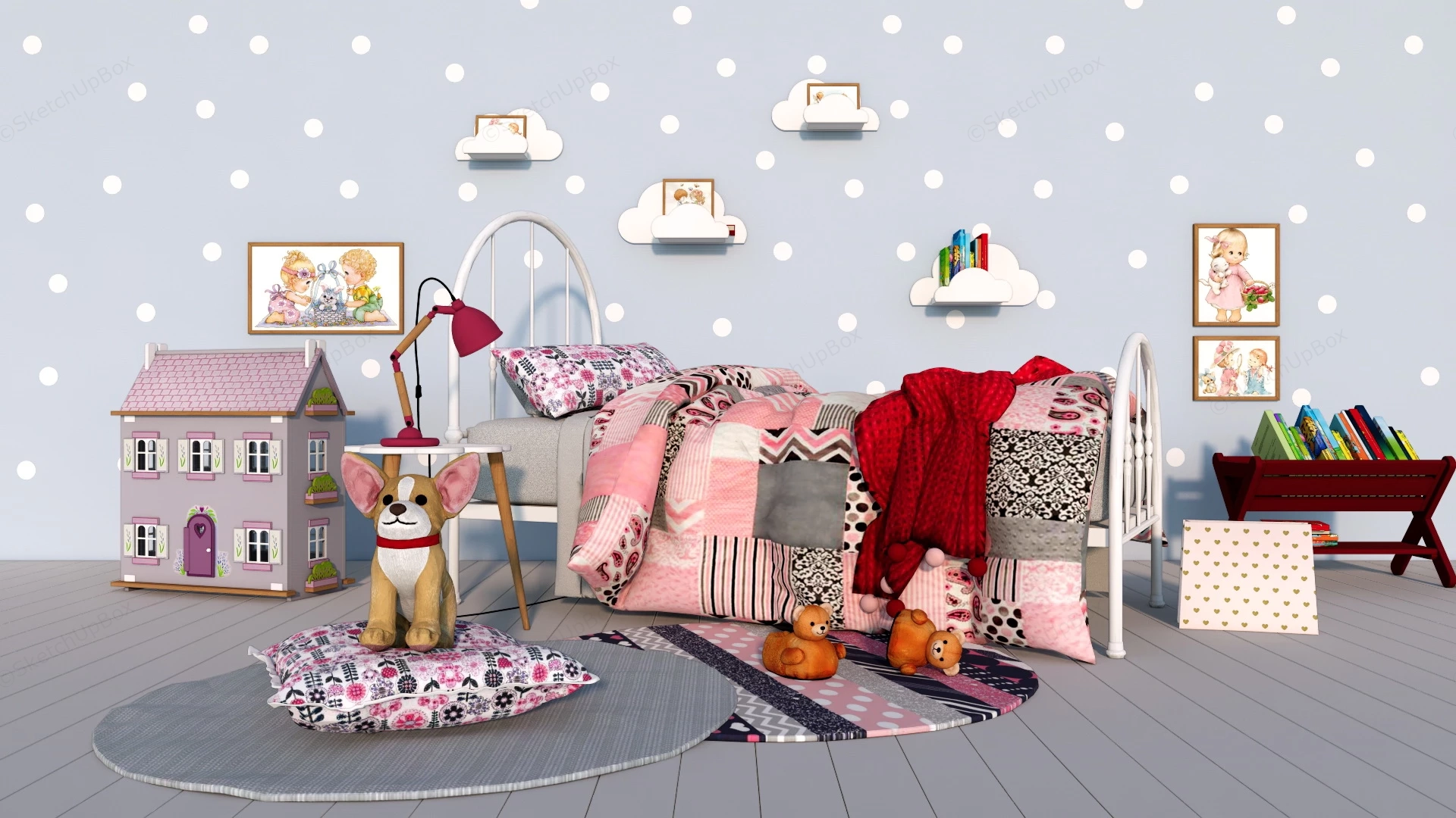 Toddler Girl Bedroom Decor sketchup model preview - SketchupBox