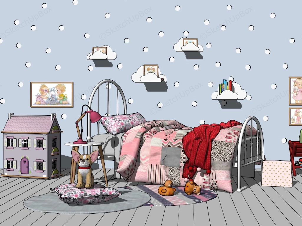 Toddler Girl Bedroom Decor sketchup model preview - SketchupBox