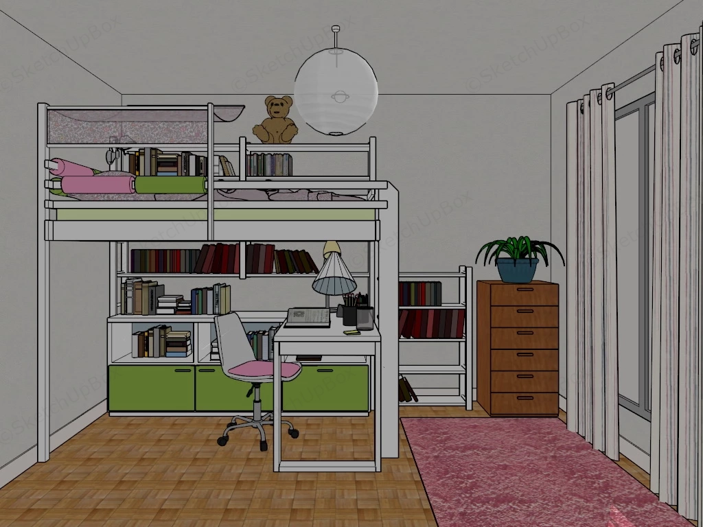 Loft Bed Kids Room Idea sketchup model preview - SketchupBox