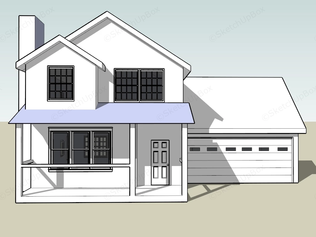 Small House With Garage sketchup model preview - SketchupBox