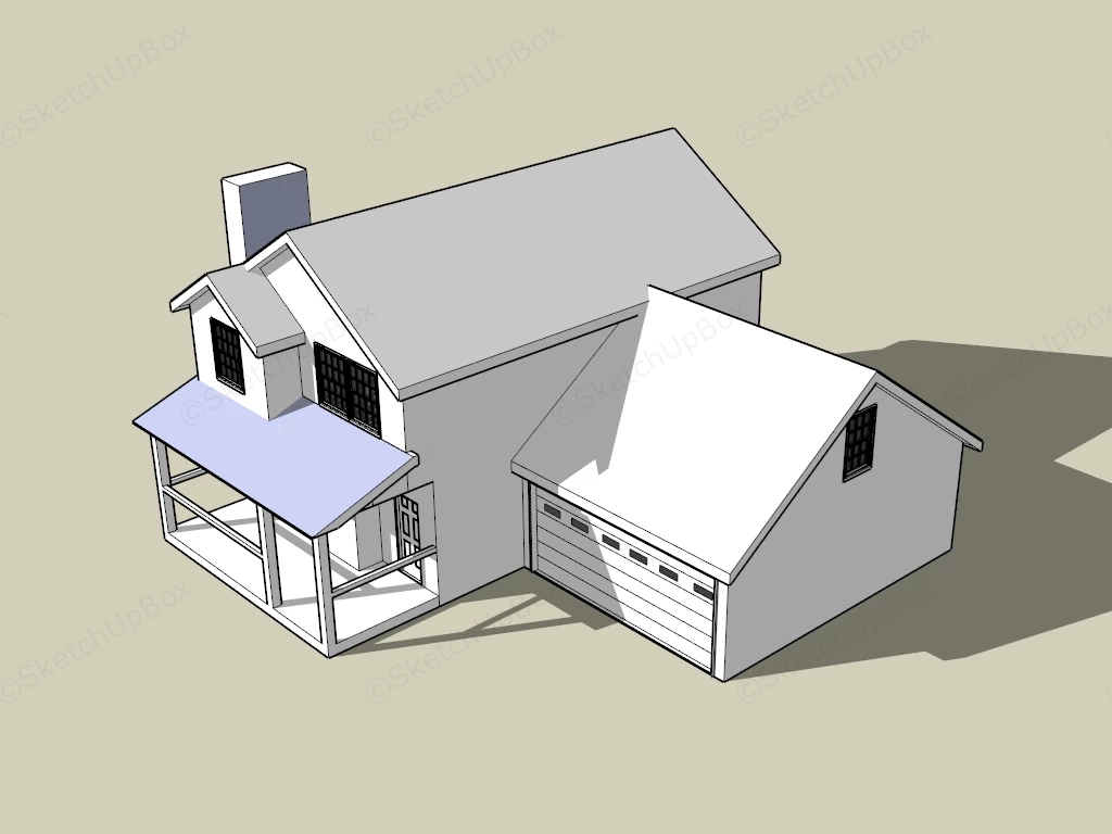 Small House With Garage sketchup model preview - SketchupBox