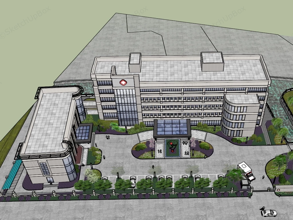 Small Hospital Building Design sketchup model preview - SketchupBox