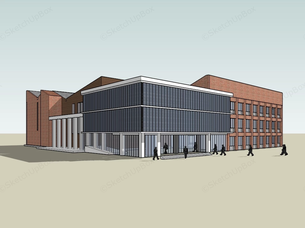 Red Brick Office Buildings sketchup model preview - SketchupBox