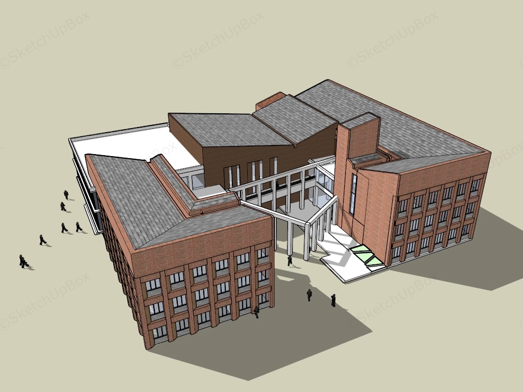 Red Brick Office Buildings sketchup model preview - SketchupBox