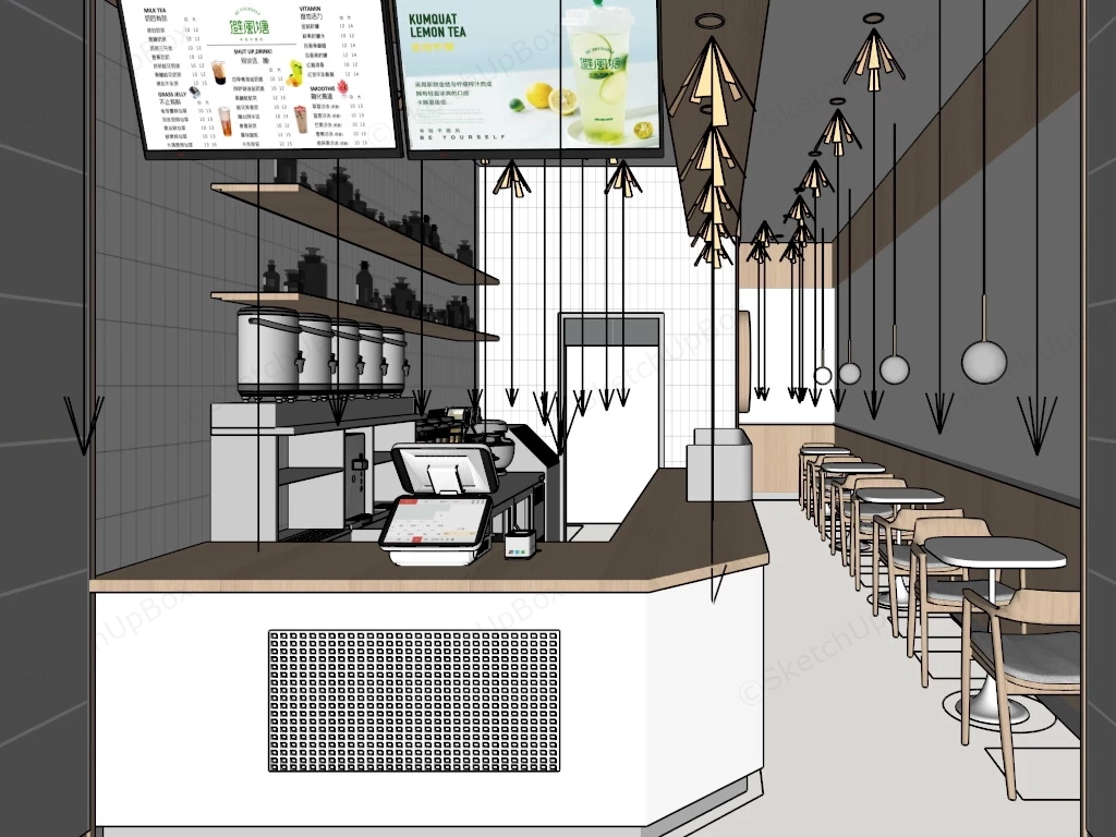 Bubble Tea Shop Design sketchup model preview - SketchupBox