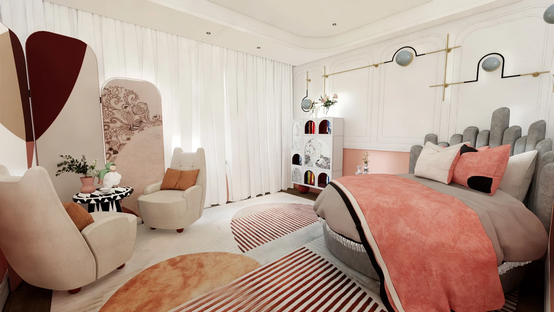 Luxury Girls Bedroom sketchup model preview - SketchupBox