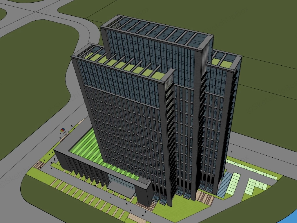 Commercial Bank Headquarter Office Tower sketchup model preview - SketchupBox
