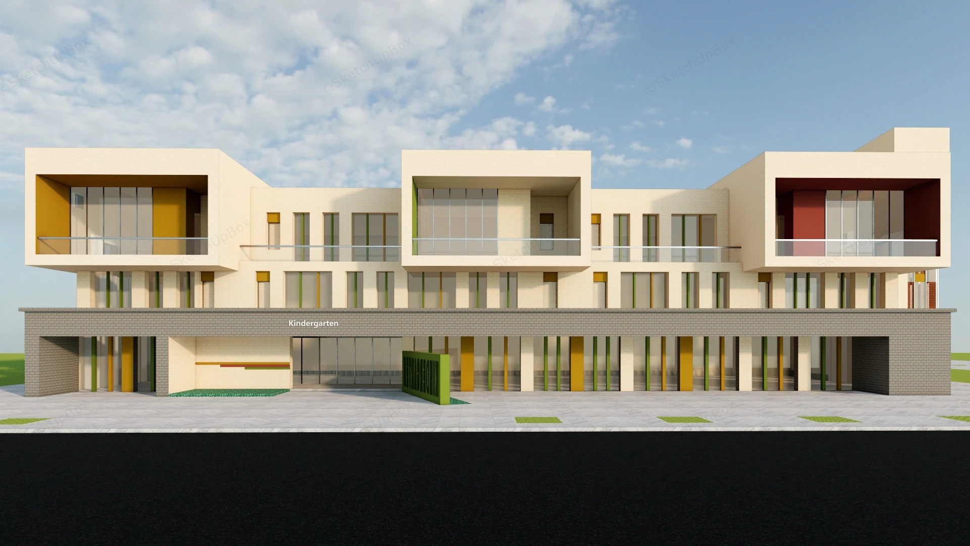 Kindergarten And Preschool Architecture sketchup model preview - SketchupBox