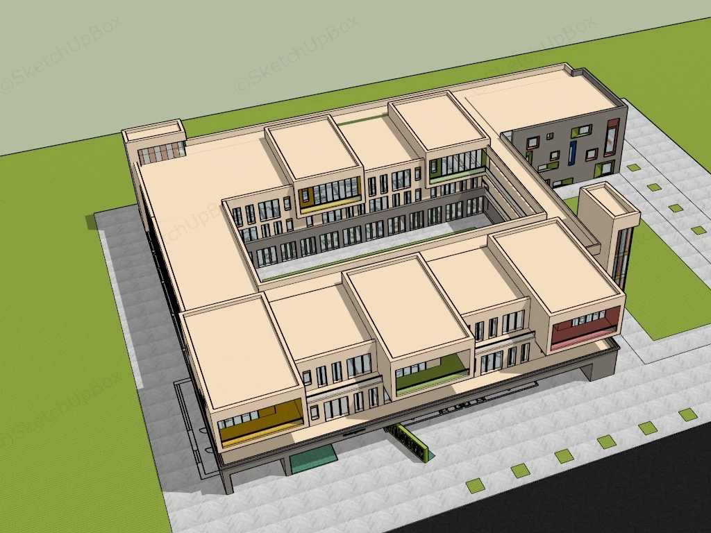 Kindergarten And Preschool Architecture sketchup model preview - SketchupBox