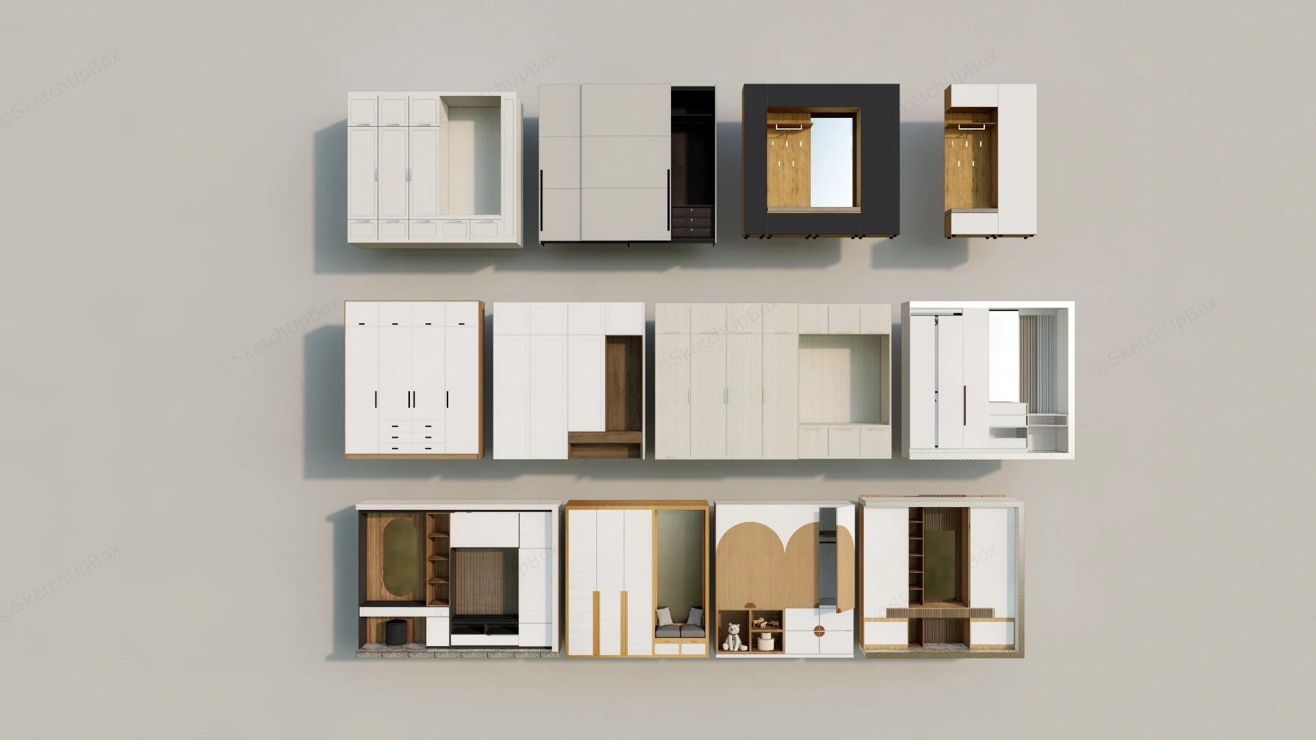 Modern Wardrobe Closet Design sketchup model preview - SketchupBox