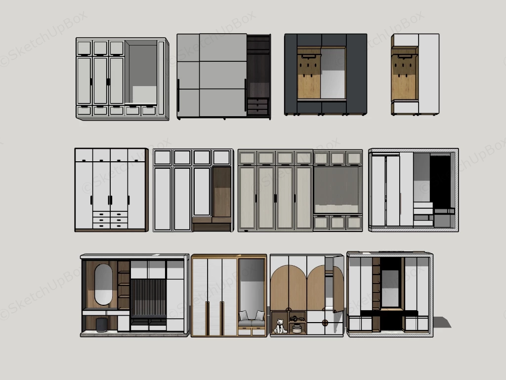 Modern Wardrobe Closet Design sketchup model preview - SketchupBox