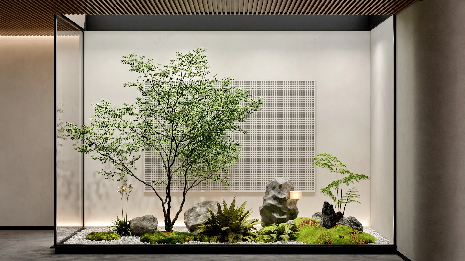 Indoor Garden With Glass Wall sketchup model preview - SketchupBox