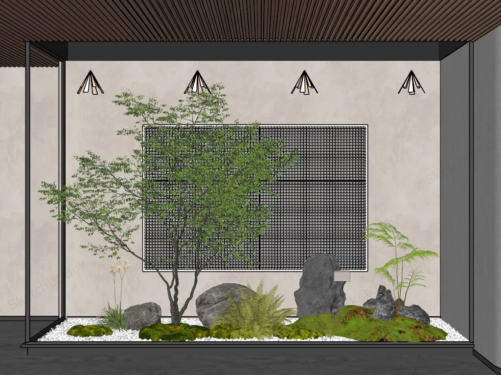 Indoor Garden With Glass Wall sketchup model preview - SketchupBox