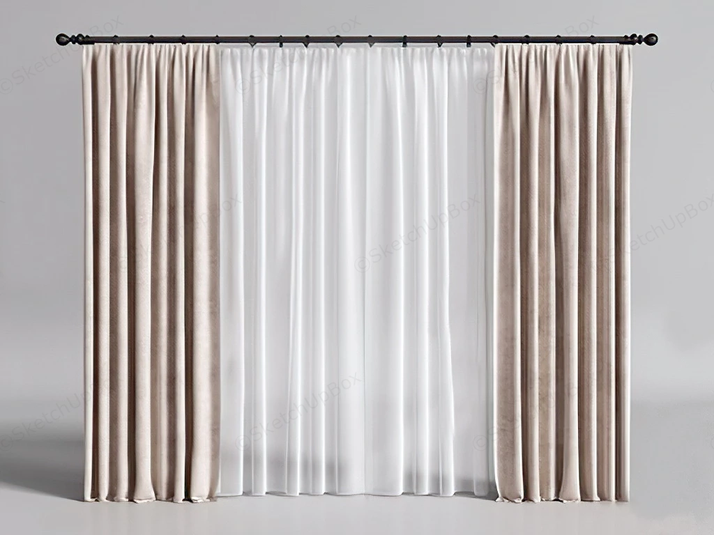 Bedroom Window Curtains sketchup model preview - SketchupBox