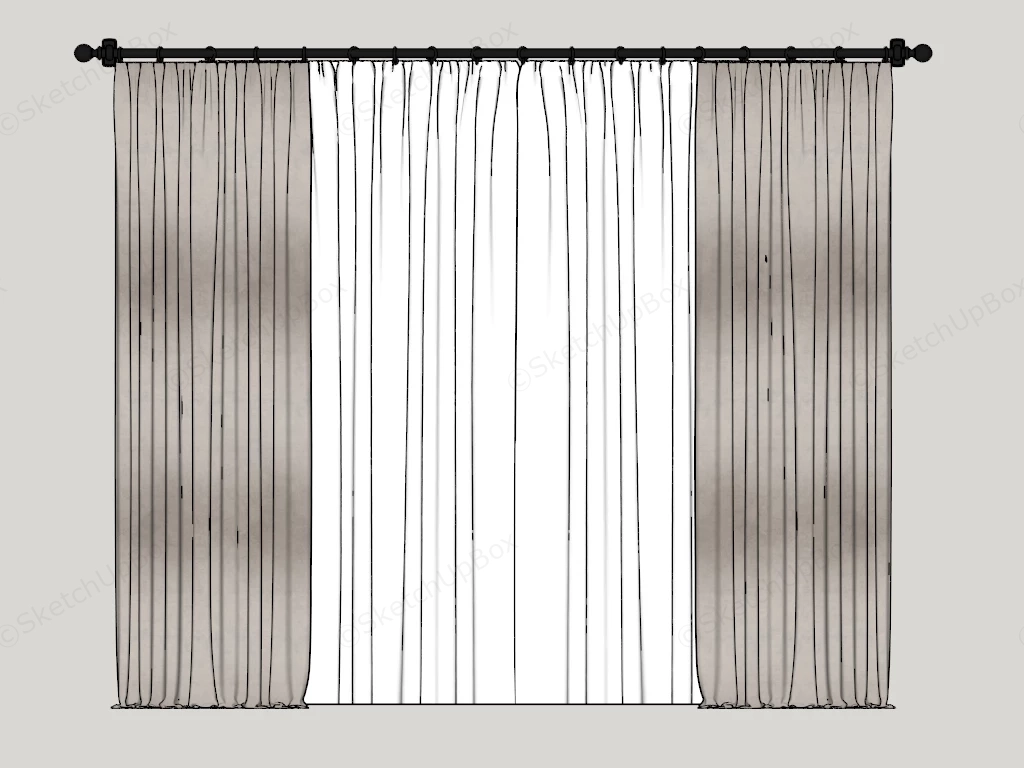 Bedroom Window Curtains sketchup model preview - SketchupBox