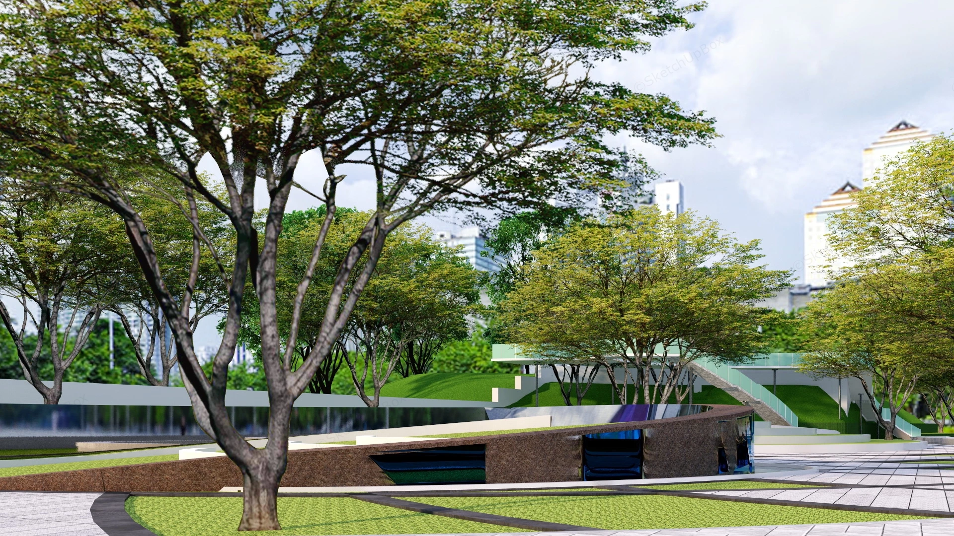 Small Pocket Park sketchup model preview - SketchupBox