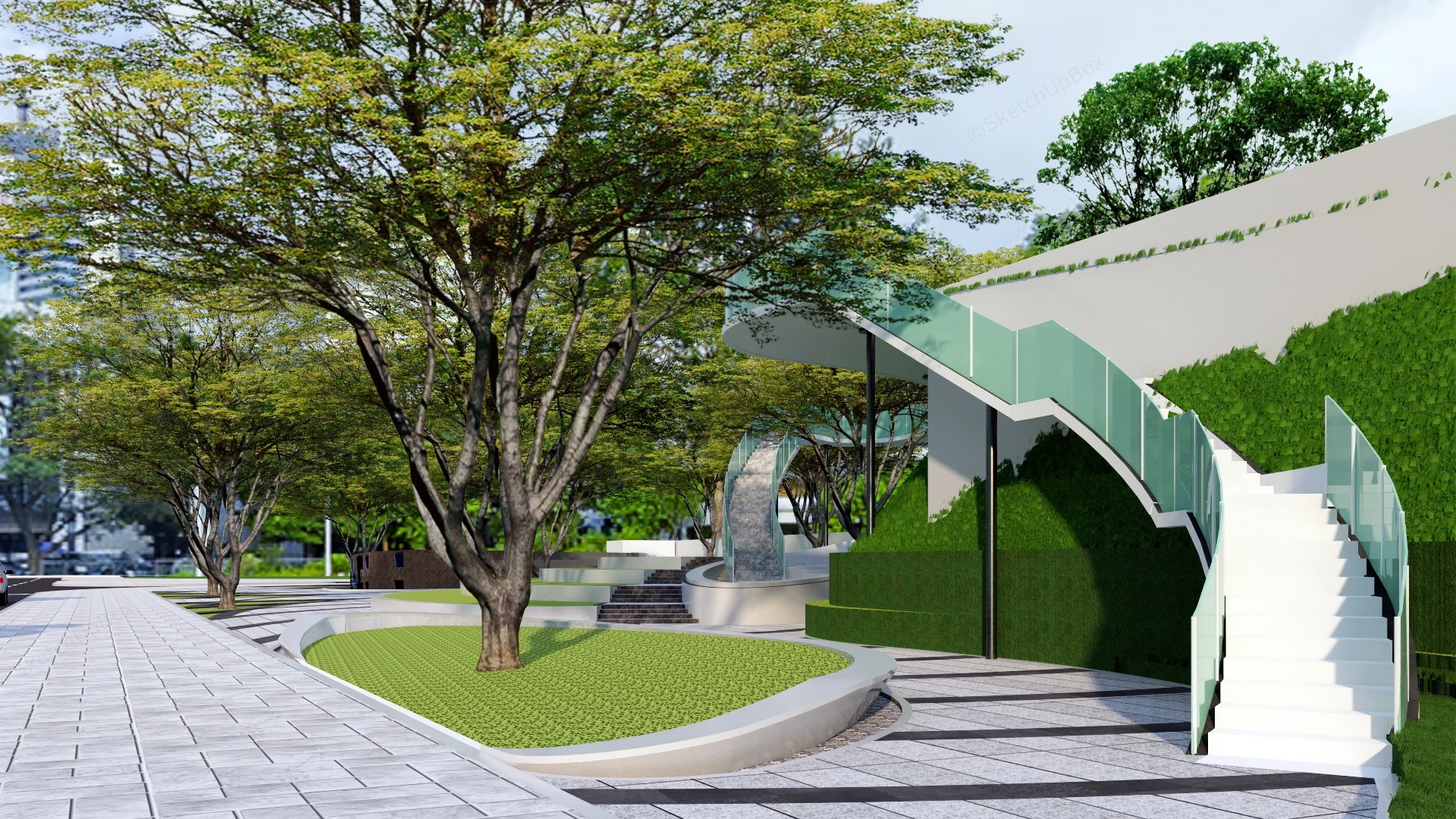 Small Pocket Park sketchup model preview - SketchupBox