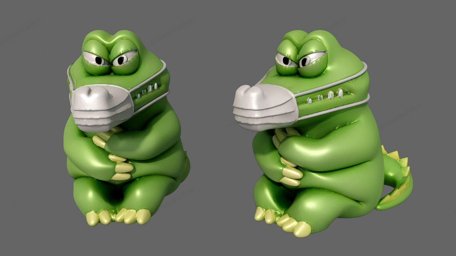 Cartoon Alligator Figurines sketchup model preview - SketchupBox