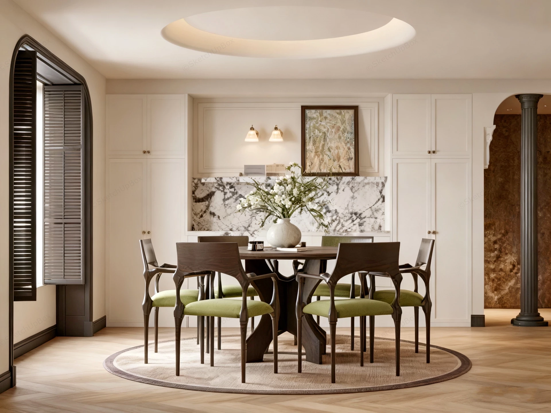 Vintage French Dining Room sketchup model preview - SketchupBox