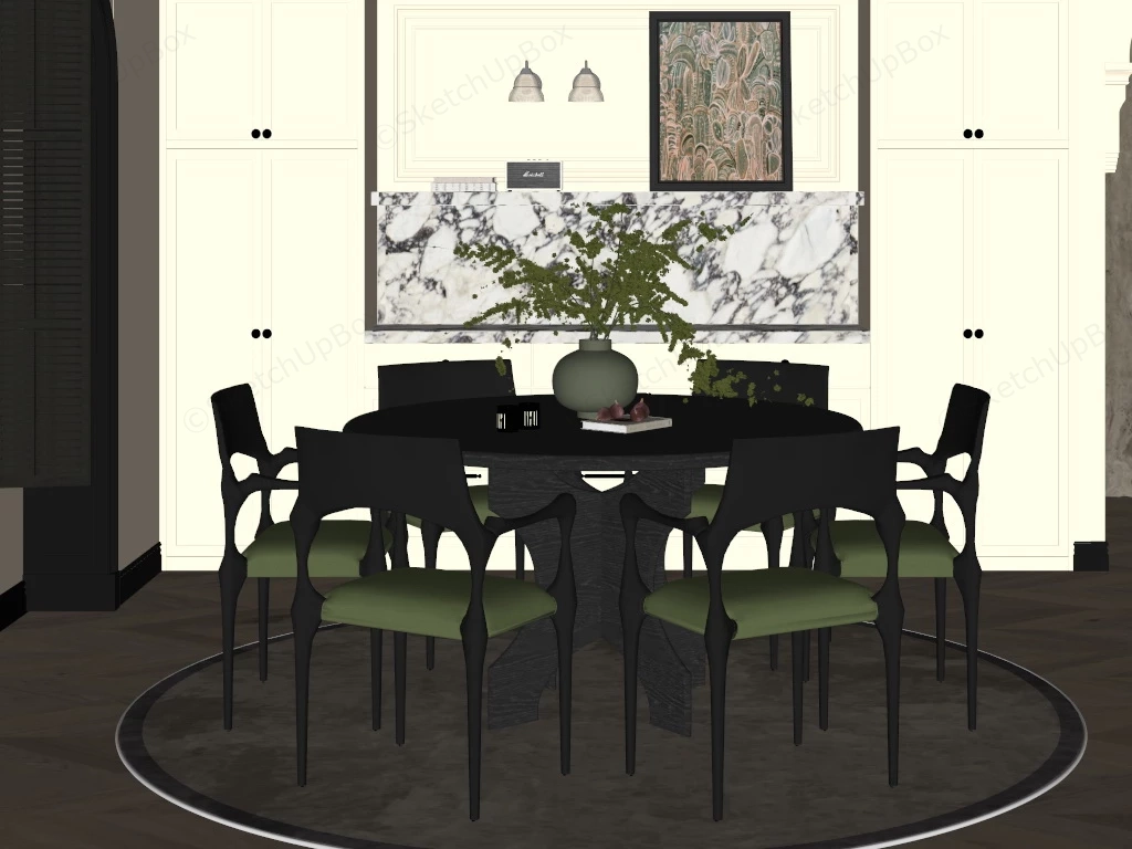 Vintage French Dining Room sketchup model preview - SketchupBox