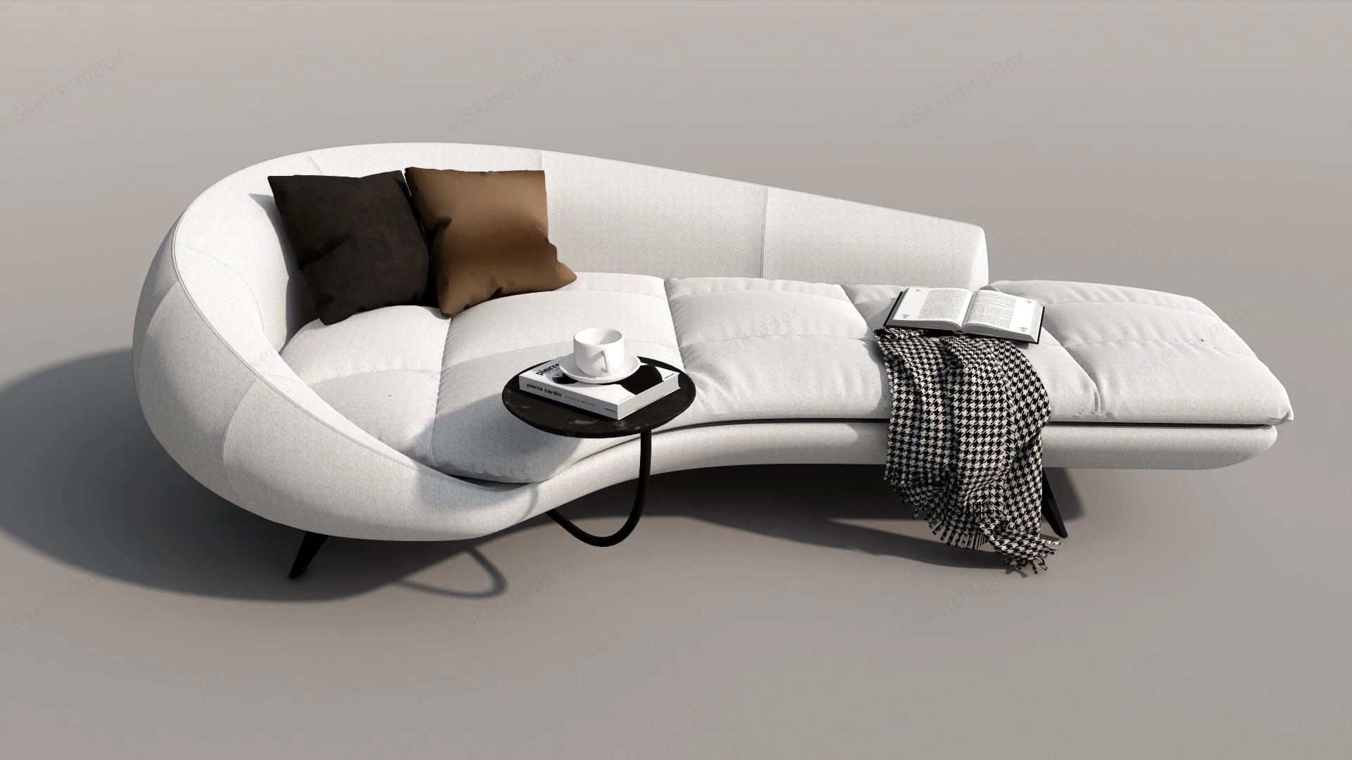 Modern Chaise Sofa With Tray sketchup model preview - SketchupBox