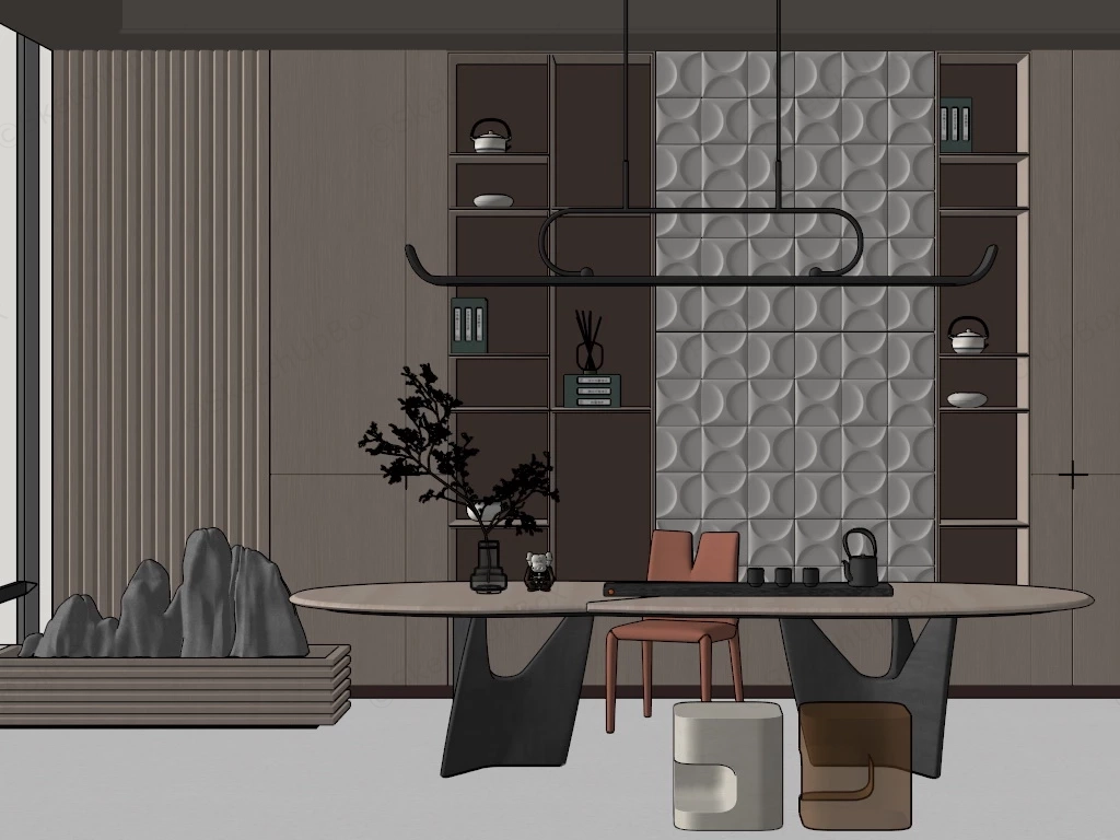 Neoclassical Tea Room Design sketchup model preview - SketchupBox